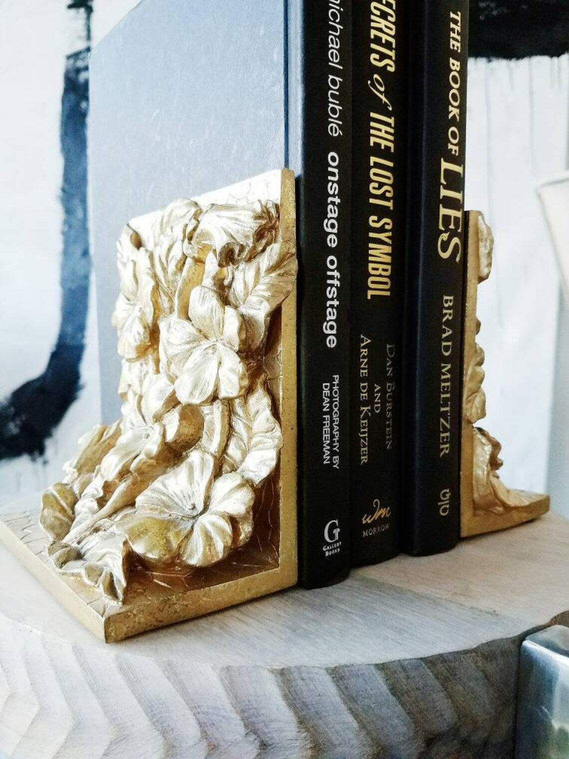 VINTAGE HOLLYWOOD REGENCY PANSY FLORAL BOOKENDS