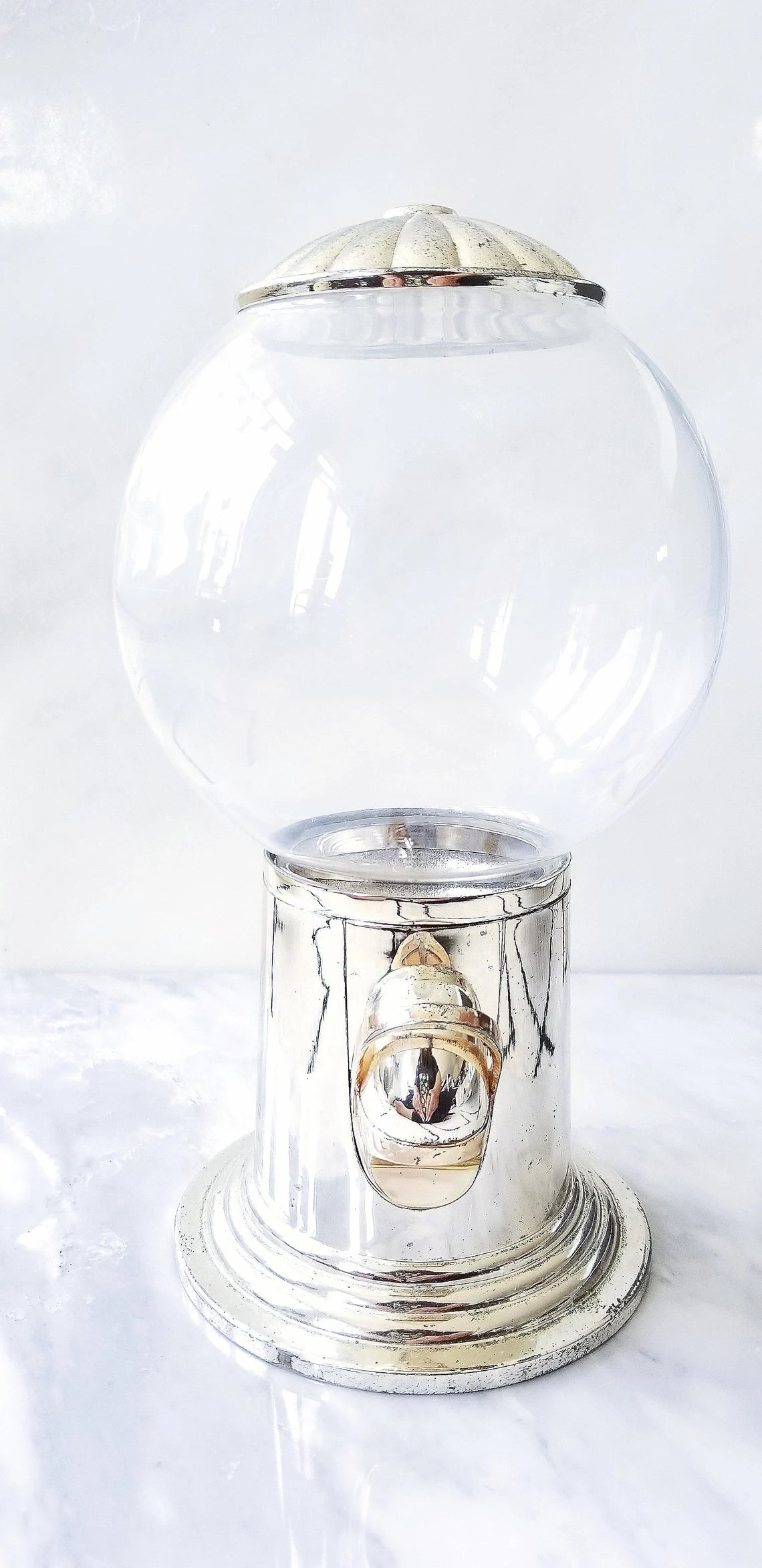 VINTAGE SILVER PLATE MINI BUBBLE GUM MACHINE