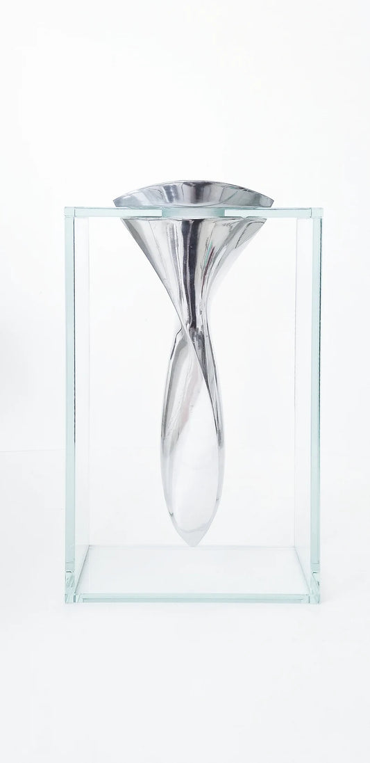 CONTEMPORARY CHROME AND CRYSTAL FLOATING VASE