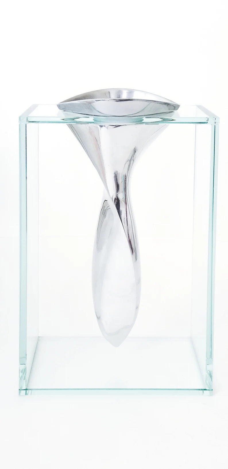 CONTEMPORARY CHROME AND CRYSTAL FLOATING VASE