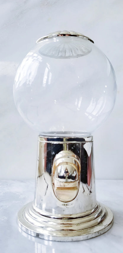 VINTAGE SILVER PLATE MINI BUBBLE GUM MACHINE