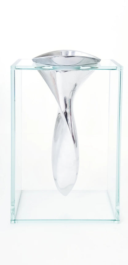 CONTEMPORARY CHROME AND CRYSTAL FLOATING VASE